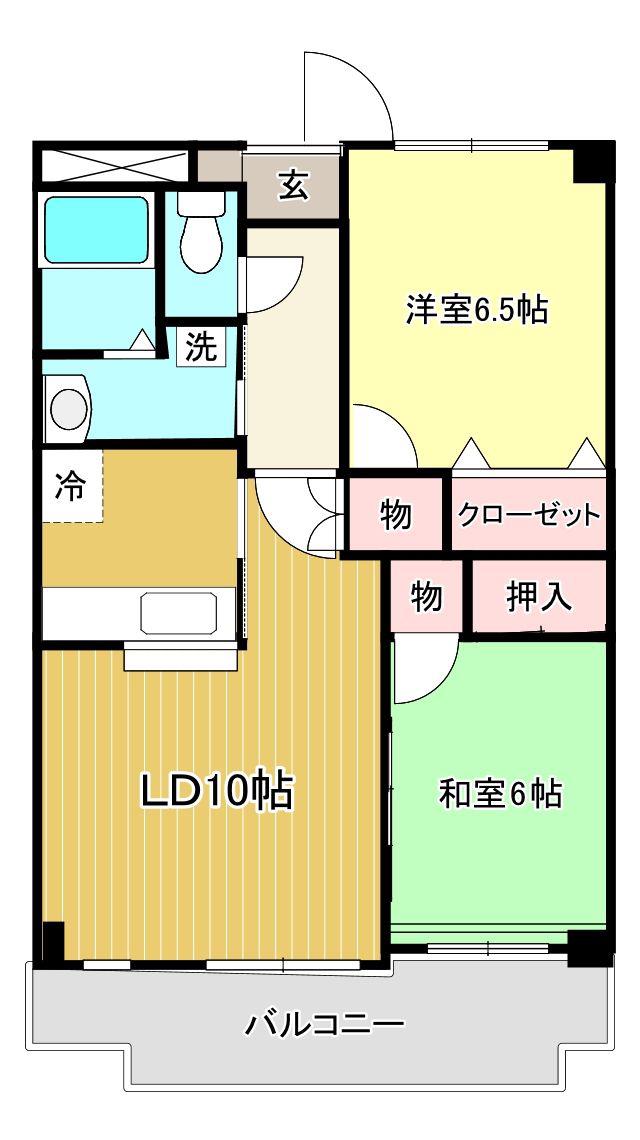 ポポラーレ西都賀(2LDK/2階)の間取り写真