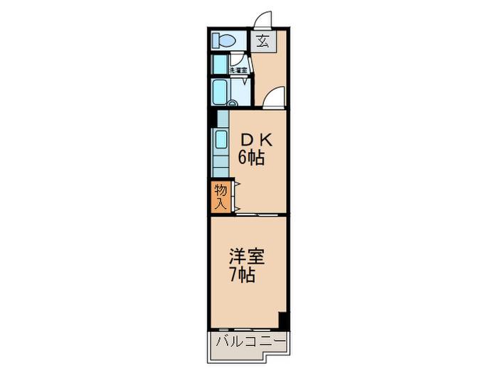 アーバンドエル杁中(1DK/4階)の間取り写真