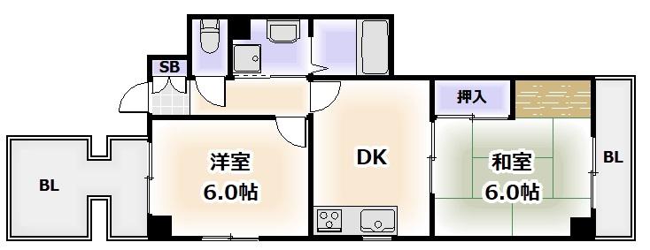 KSCOURT真法院(2DK/3階)の間取り写真