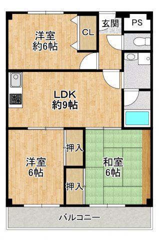 ブランコート外院(3DK/3階)の間取り写真