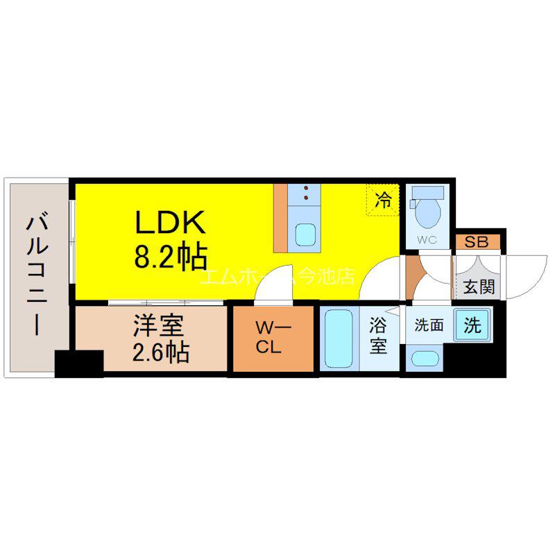 LIVEFLAT千種ウエスト(1LDK/6階)の間取り写真