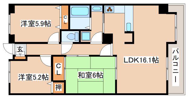 ルナガーデン(3LDK/1階)の間取り写真