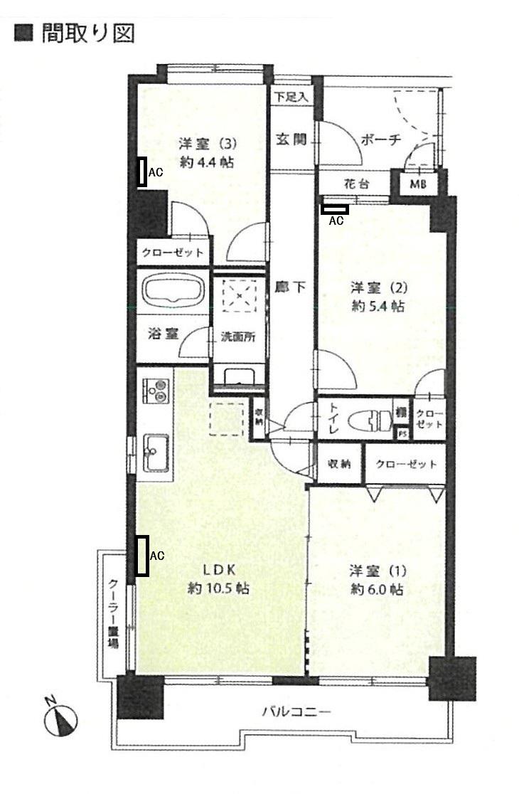 朝日シテイパリオ西早稲田館(3LDK/5階)の間取り写真