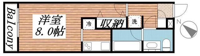 クリシェ(ワンルーム/1階)の間取り写真