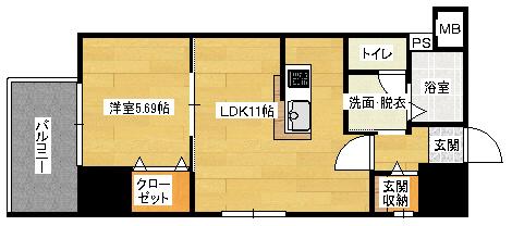 西蟹屋K.K(1LDK/7階)の間取り写真