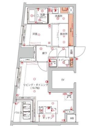 ハーモニーレジデンス千代田岩本町(1LDK/6階)の間取り写真