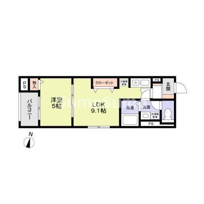 グランヴィル芦屋西(1LDK/4階)の間取り写真