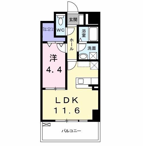 エスポワール豊(1LDK/8階)の間取り写真