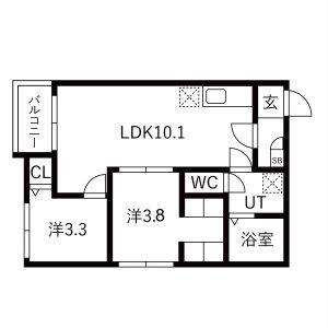 ILUSION桜本町(2LDK/1階)の間取り写真