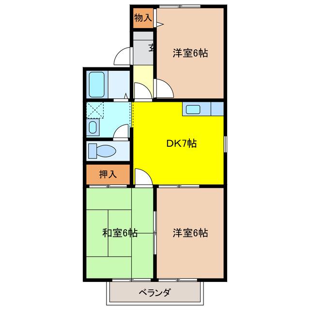 ボナールMUSUBU(3DK/1階)の間取り写真