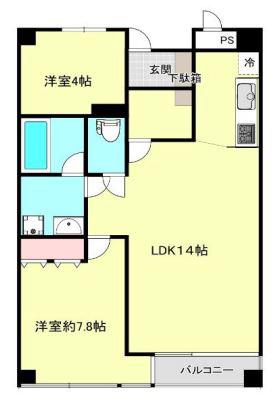 デュエット世田谷(2LDK/2階)の間取り写真