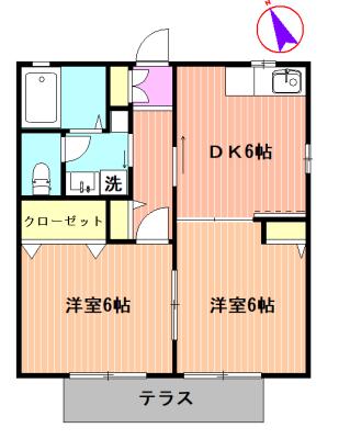 アムールT&S(2DK/1階)の間取り写真