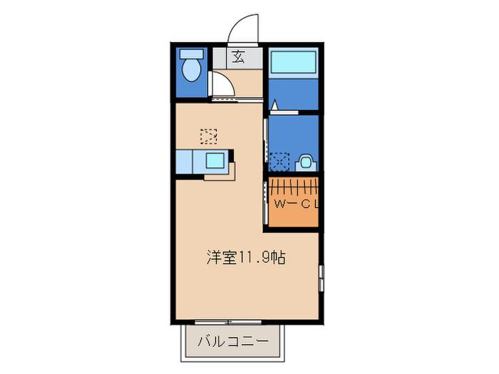 JR筑肥線 波多江駅 徒歩3分 2階建 築21年(ワンルーム/1階)の間取り写真