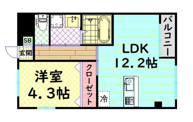 FLORES DE CEREZO(1LDK/2階)の間取り写真