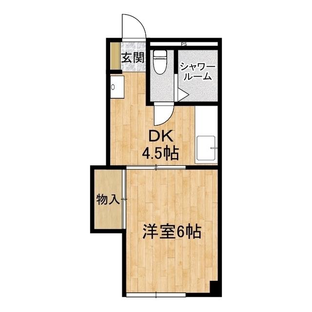 ベルコムつくば(1K/4階)の間取り写真