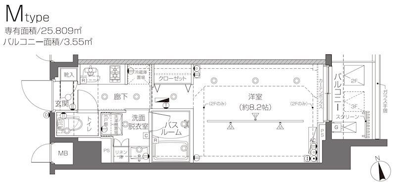 ZOOM大塚(1K/2階)の間取り写真