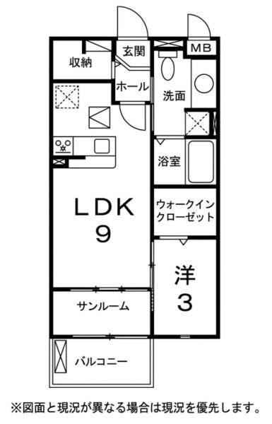 レジィデンス たなべK(1LDK/1階)の間取り写真