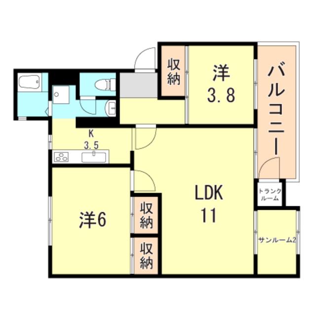 北須磨団地 C-3棟(2LDK/3階)の間取り写真