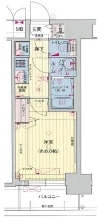 プレサンス梅田東グラッド(1K/6階)の間取り写真