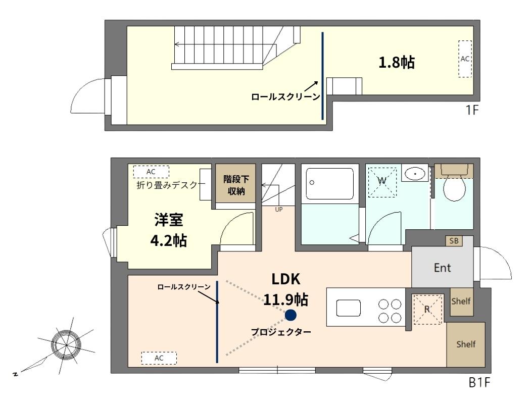 PER ASPERA 門前仲町(2LDK/B1階)の間取り写真
