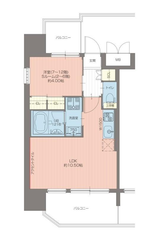 プレジオ都島北通(1LDK/4階)の間取り写真