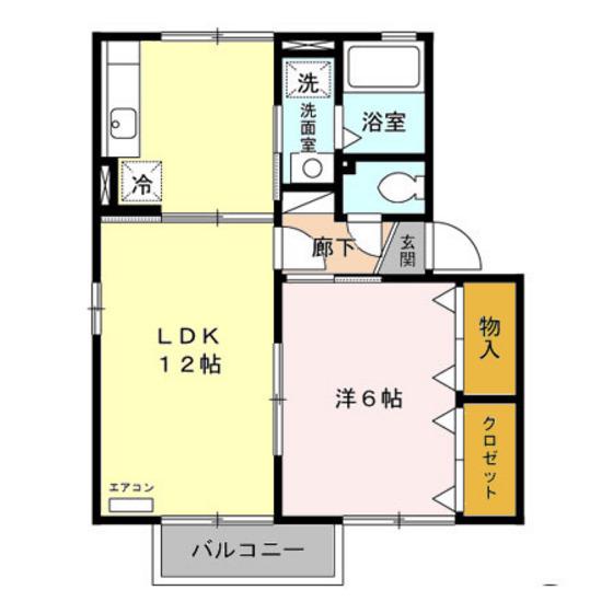 ブルーリーフ(1LDK/2階)の間取り写真