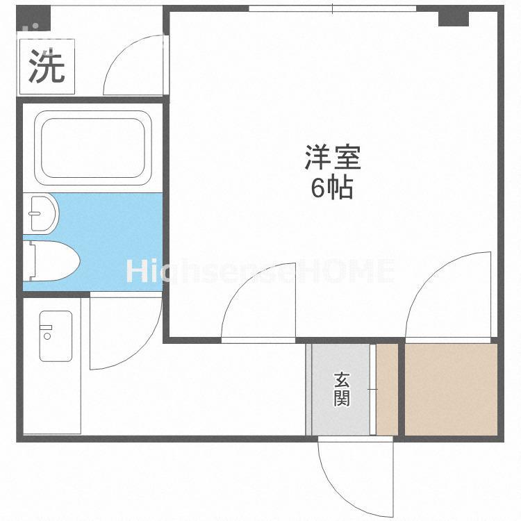ハーモニーハイツ鶴見(1K/2階)の間取り写真