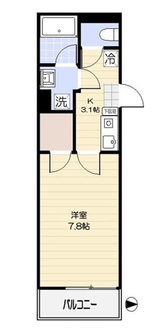 ルピナス清川(1K/2階)の間取り写真
