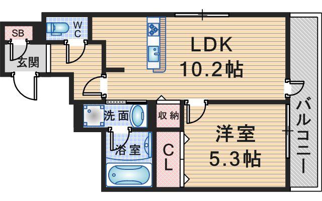 D-RESIDENCE蛍池東町(1LDK/3階)の間取り写真