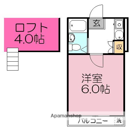 キャッスル勝田台(1K/1階)の間取り写真