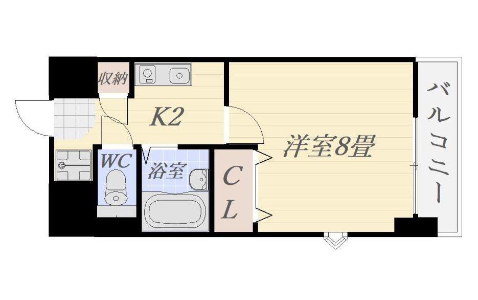 スカイパーク5(1K/2階)の間取り写真