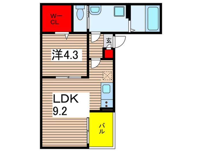 クレセントパーク末広(1LDK/3階)の間取り写真