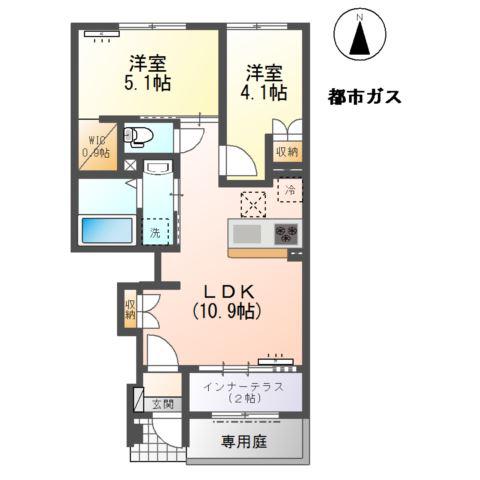 ブルーシャトー(2LDK/1階)の間取り写真