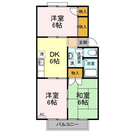 グリーンパーク佐伯(3DK/2階)の間取り写真