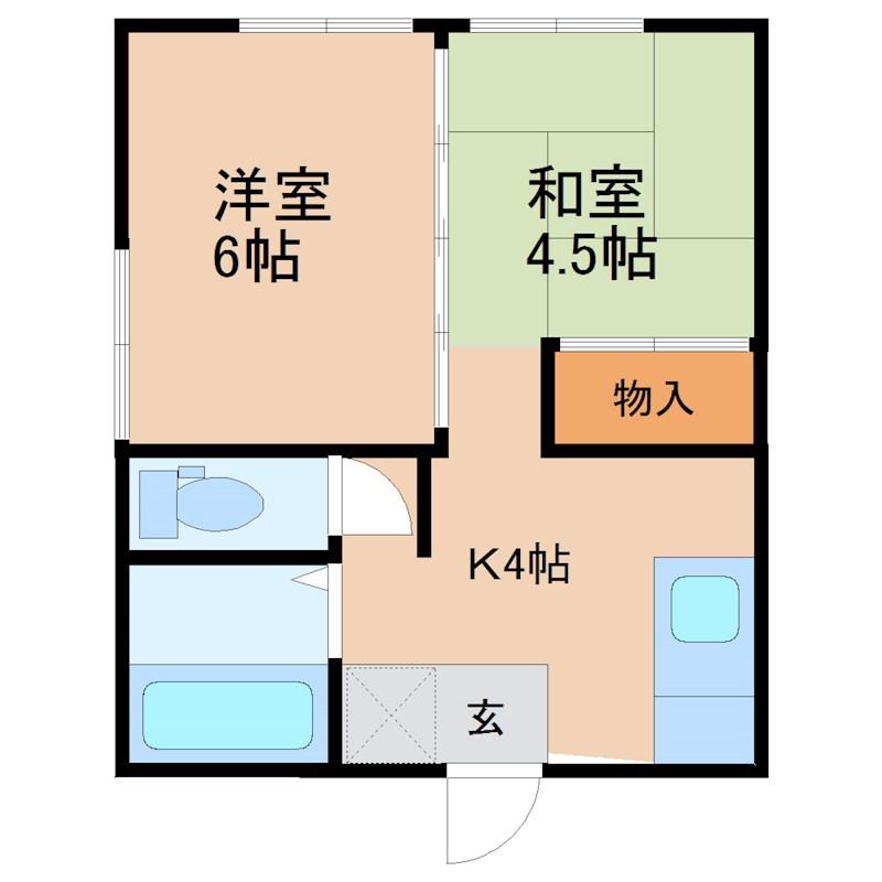 高岡ハイツ(2K/1階)の間取り写真