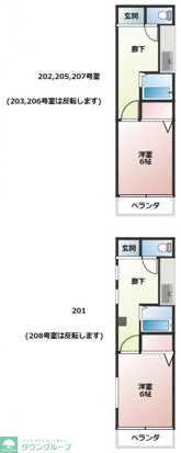 サニーヒル美原町(1K/1階)の間取り写真