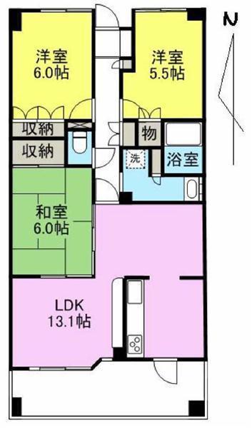 アルファステイツ松縄レインボー通302(3LDK/3階)の間取り写真