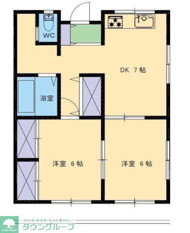 SKハイツ芝新町(2DK/8階)の間取り写真