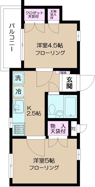 日神パレス東日暮里第二(2K/3階)の間取り写真