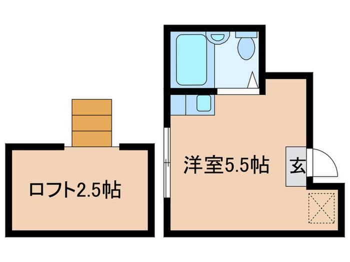 横尾荘(ワンルーム/2階)の間取り写真