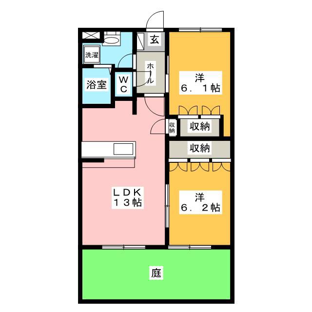 エクセルハイツ(2LDK/1階)の間取り写真