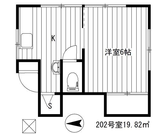 第2ゆたか荘(1K/2階)の間取り写真
