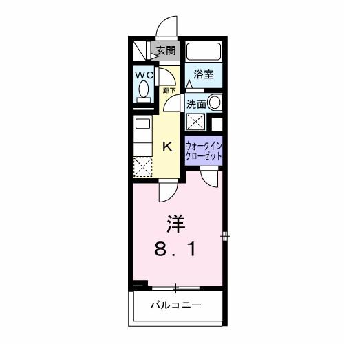 ヒカルサ神戸王塚台2(1K/2階)の間取り写真
