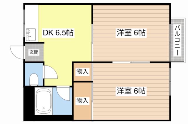 ハイグレード御幸(2DK/1階)の間取り写真