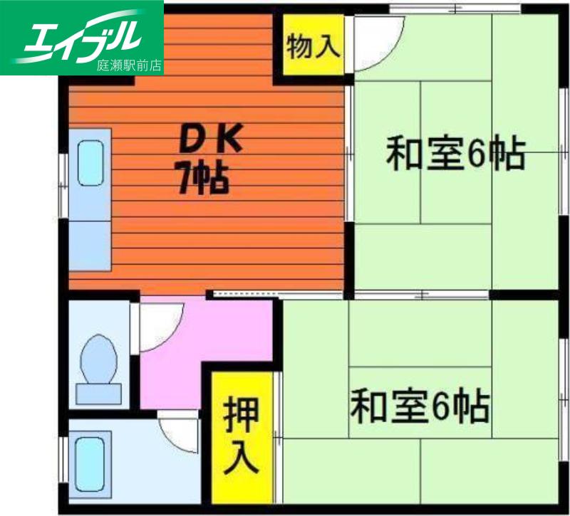 三建コーポ北長瀬(2DK/2階)の間取り写真