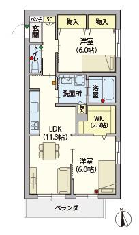 ルティルオプス高円寺(2LDK/2階)の間取り写真