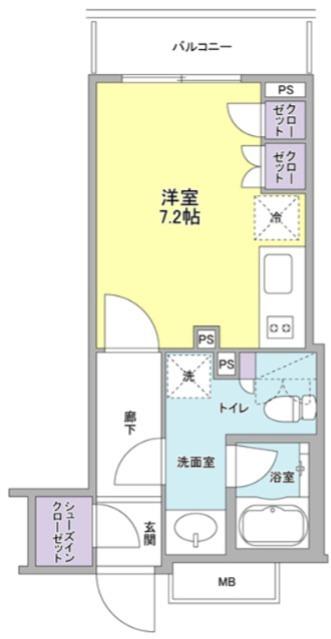 プラウドタワー亀戸(ワンルーム/4階)の間取り写真