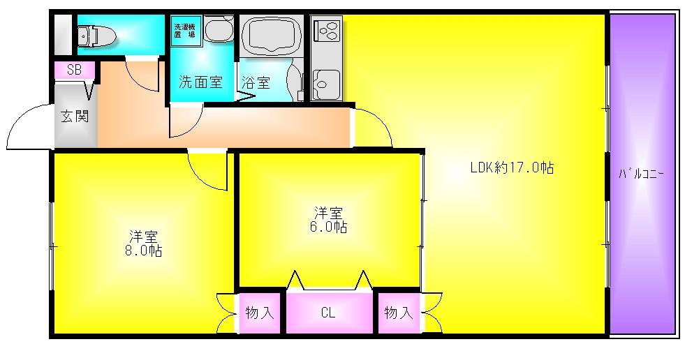 JOエトワール(2LDK/3階)の間取り写真