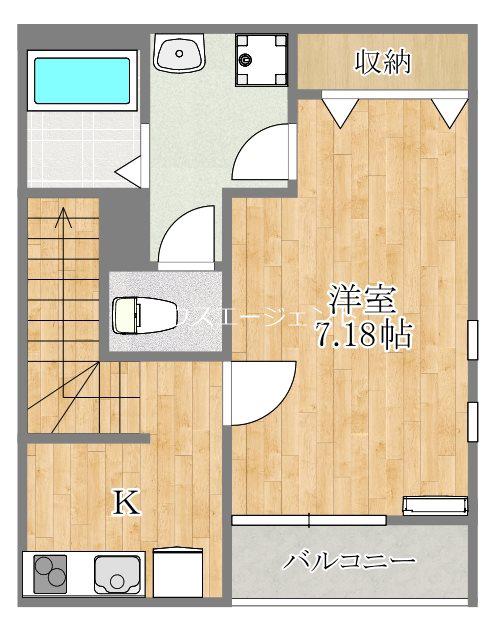 リブリ・KITAKASAI(1K/2階)の間取り写真