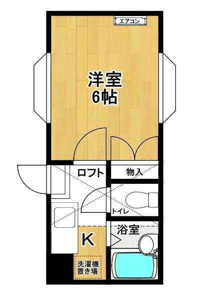 パルーム開成B棟(1K/2階)の間取り写真